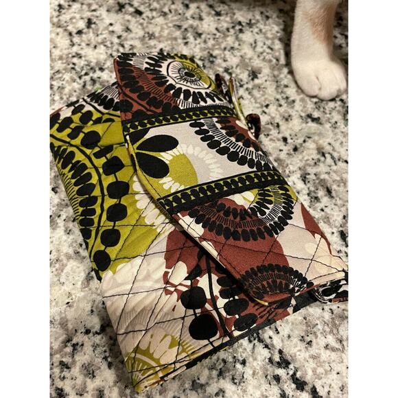 VERA BRADLEY CROSSBODY WALLET BROWN FLORAL COTTON CRAFTED BOHO COTTAGE CORE - Picture 9 of 13